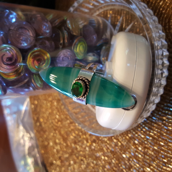 Green Agate & Peridot Ring - Picture 5 of 7